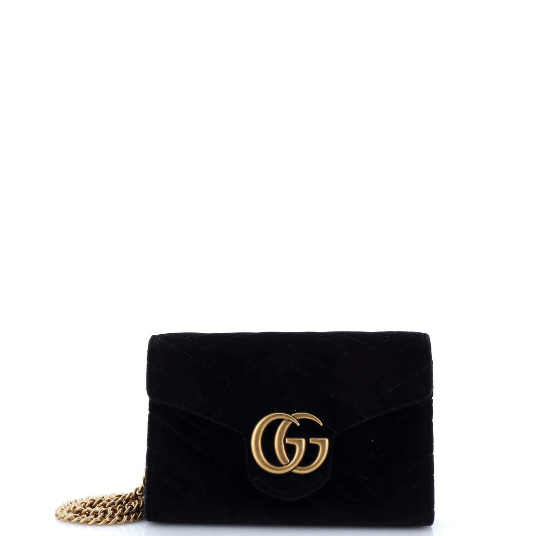Gucci GG Marmont Chain Wallet Matelasse Velvet Mini
