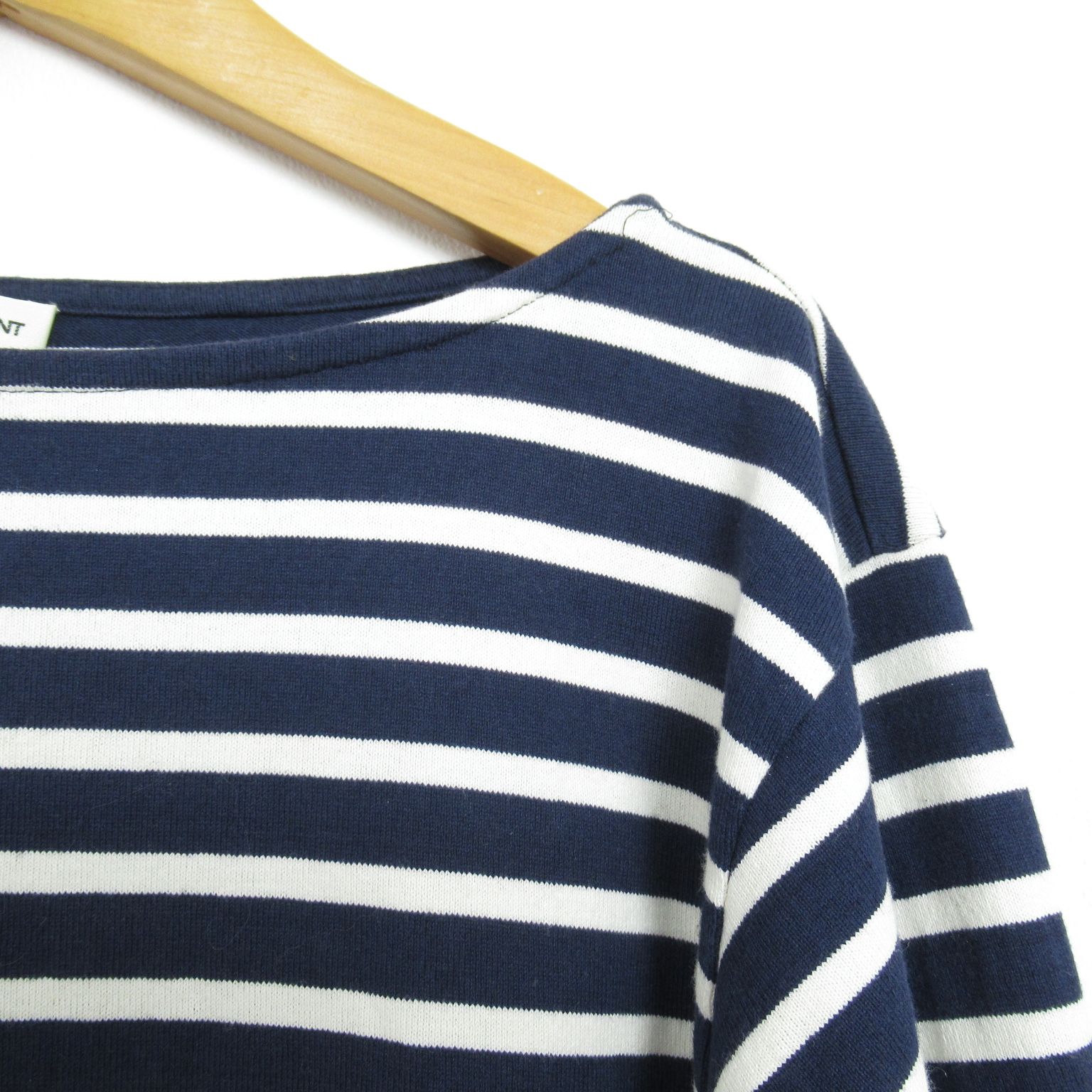 Saint Laurent Striped Long-sleeved T-shirt Cotton Blue &amp; White M