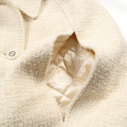 Gucci Boucle Wool Tweed Cape Poncho Coat 761739 Wool Nylon Beige 