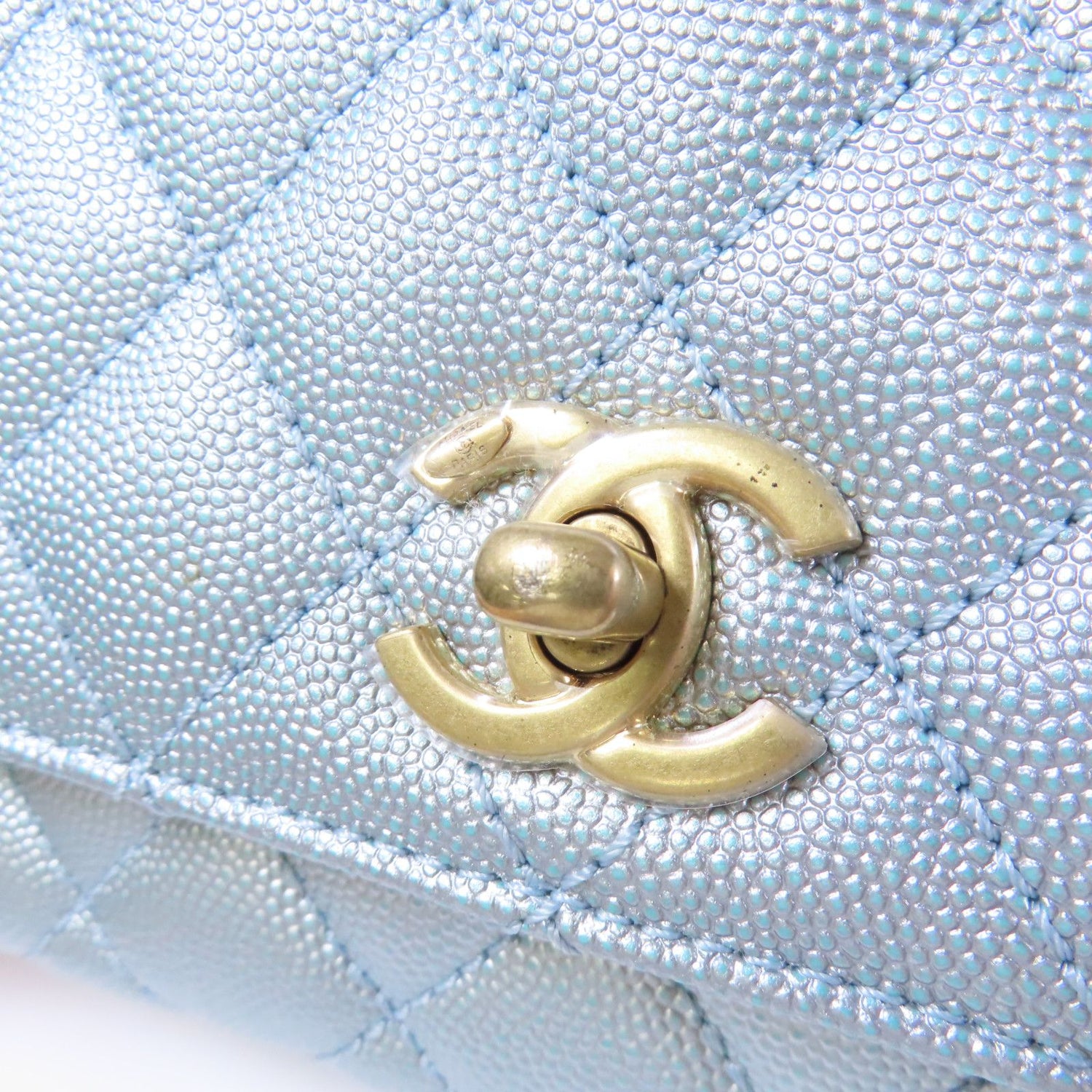 Chanel Blue Cowhide Leather Mini Coco Handle Hand-handed Shoulder And Back Bag 2way Should