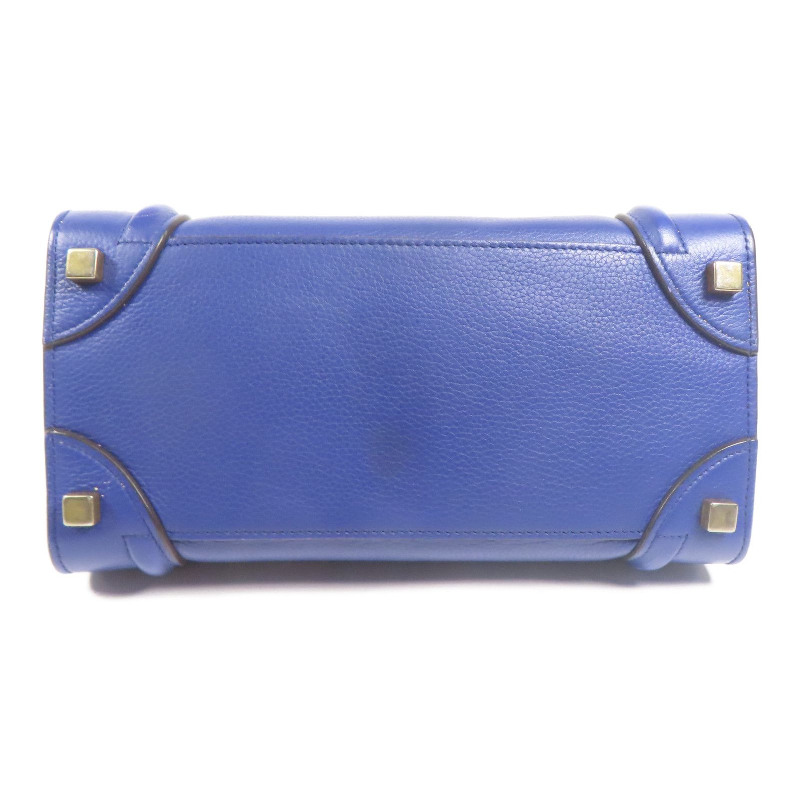 Celine Cowhide Leather Micro Luggage Golden Shoulder Back Bag Blue Calfskin (cowhide)