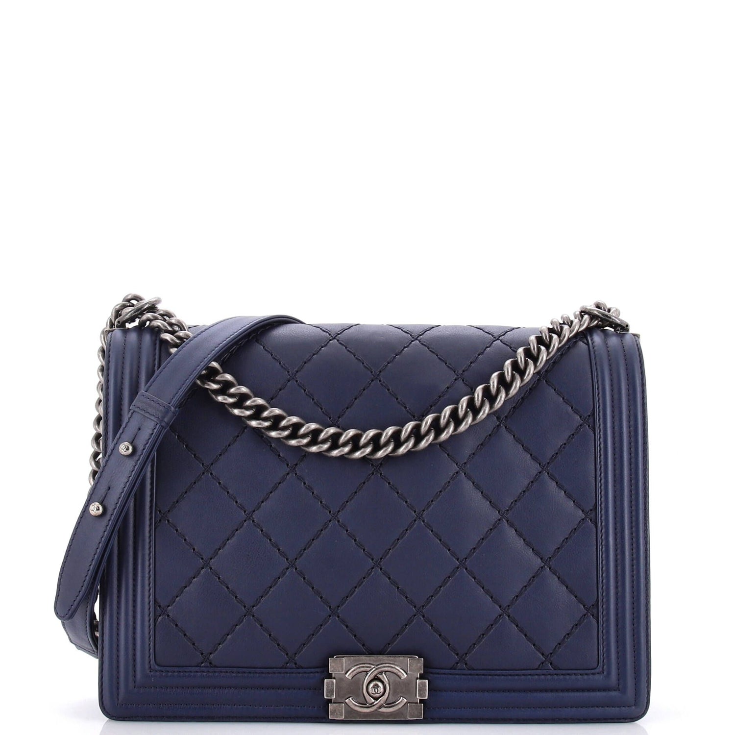 Chanel Double Stitch Boy Flap Bag Quilted Calfskin Large