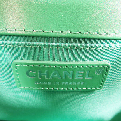 Chanel Matelasse Boy 25 Shoulder Bag Calfskin Green Sliver Tone Metal