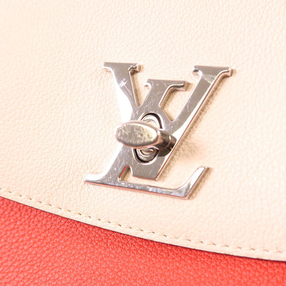 Louis Vuitton Cowhide Leather Lockme Ever Bb Hand-turn Shoulder Bag White Red Black/red/white 2way Shoulder Bag M 53950