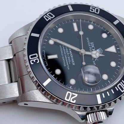 Rolex Submariner Date 40mm Holes Steel None Ceramic Black Dial Mens Watch 16610