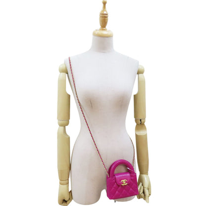 Chanel Matelasse Shoulder Handbag Calfskin Pink Gold Metal