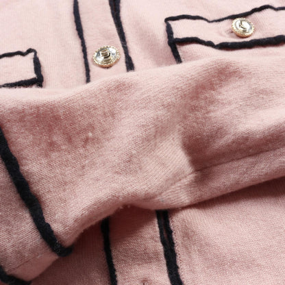 Chanel Pink Navy No 5 Cardigan Cashmere P 70793k 10084