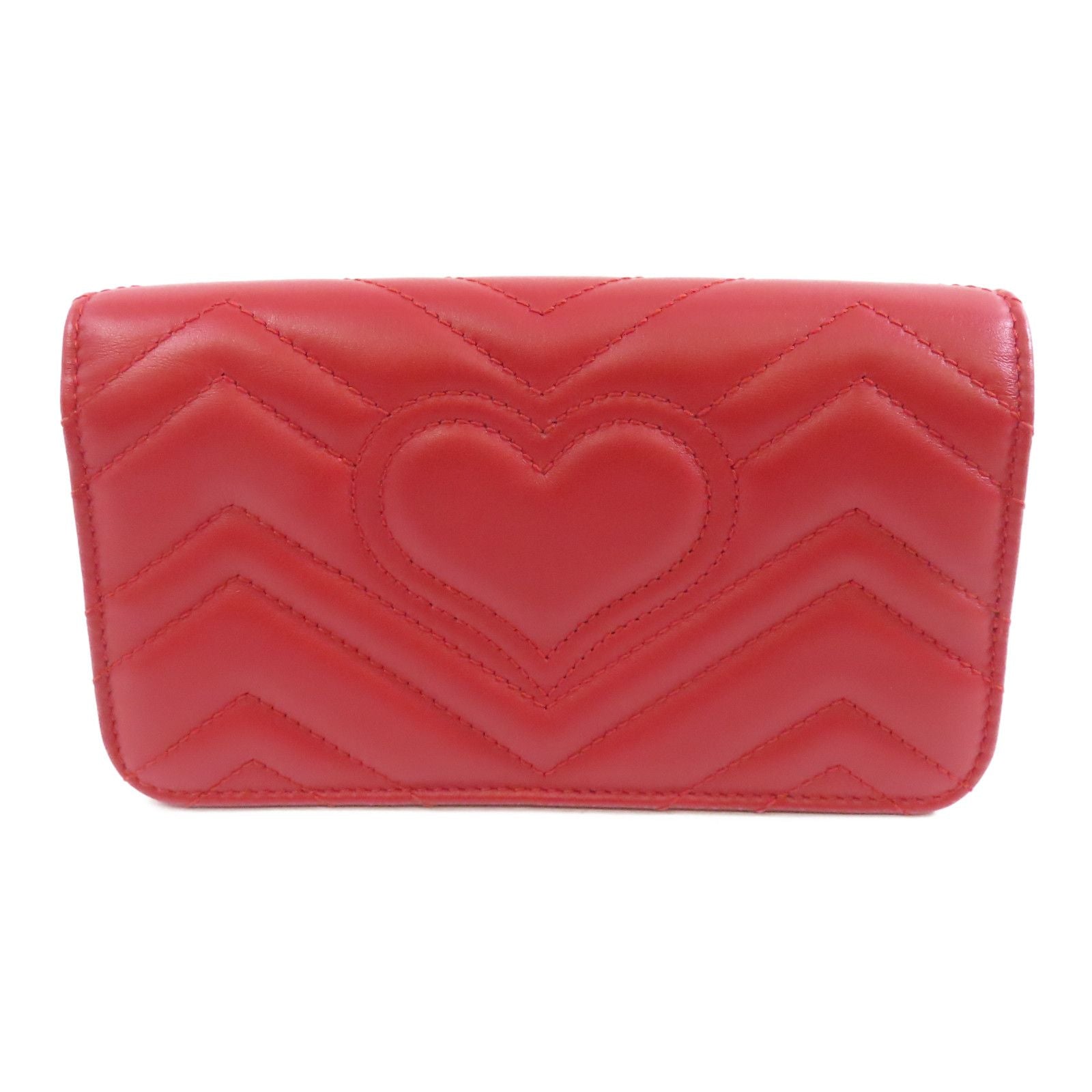 Gucci Cowhide Leather Gg Marmont Gold Bag Crimson Shoulder Bag Red Calfskin (cowhide) 488426