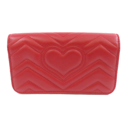 Gucci Cowhide Leather Gg Marmont Gold Bag Crimson Shoulder Bag Red Calfskin (cowhide) 488426