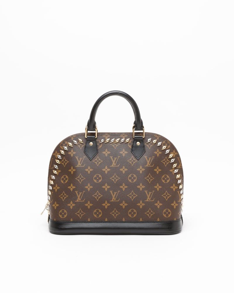 Louis Vuitton Monogram Macassar Studded Alma PM Bag