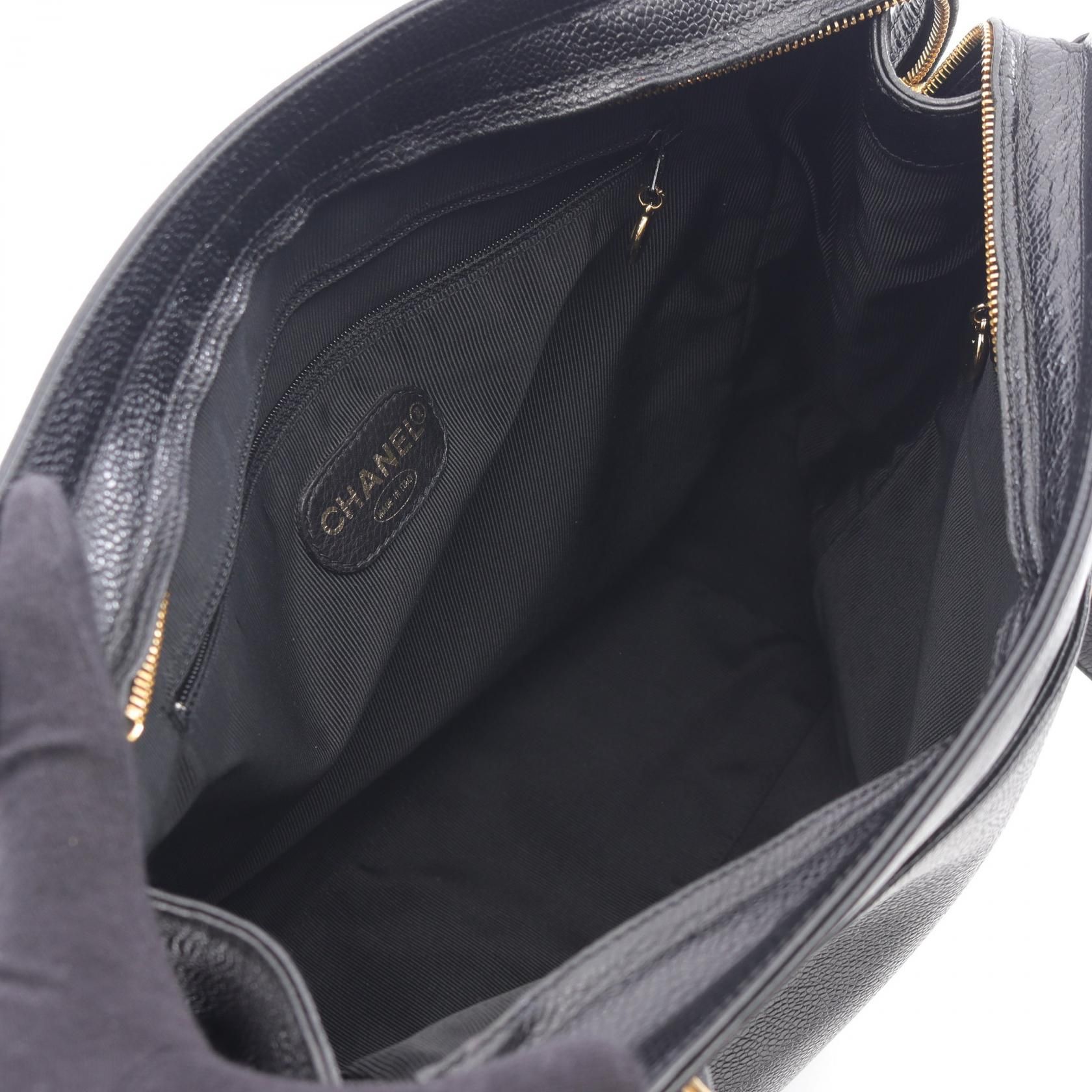 Chanel Black Trip Luco Co Tote Bag Calfskin (cowhide)