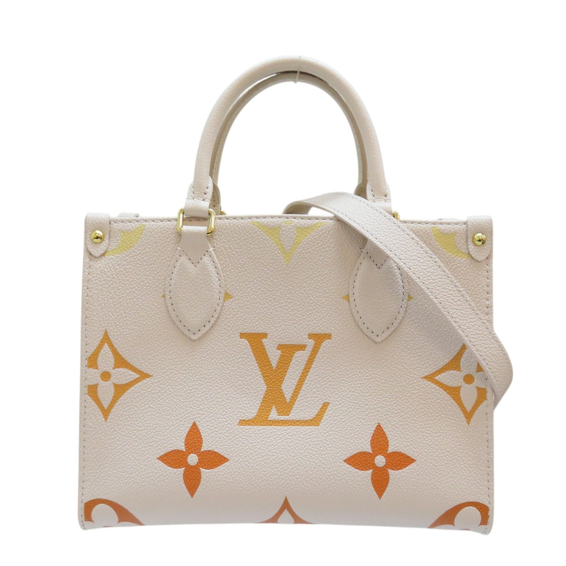 Louis Vuitton On The Go Pm Shoulder Handbag Calfskin Off White M 46513