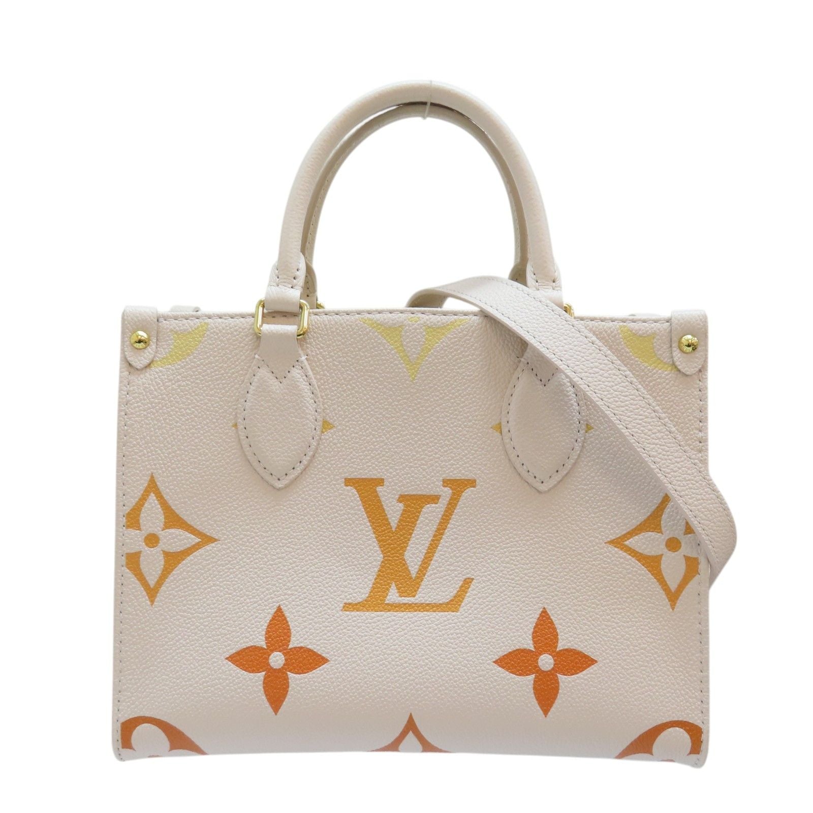 Louis Vuitton On The Go Pm Shoulder Handbag Calfskin Off White M 46513