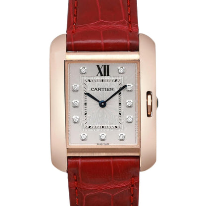 Cartier Tank Anglaise Silver Diamond Dial Ladies Quartz Watch WJTA0009