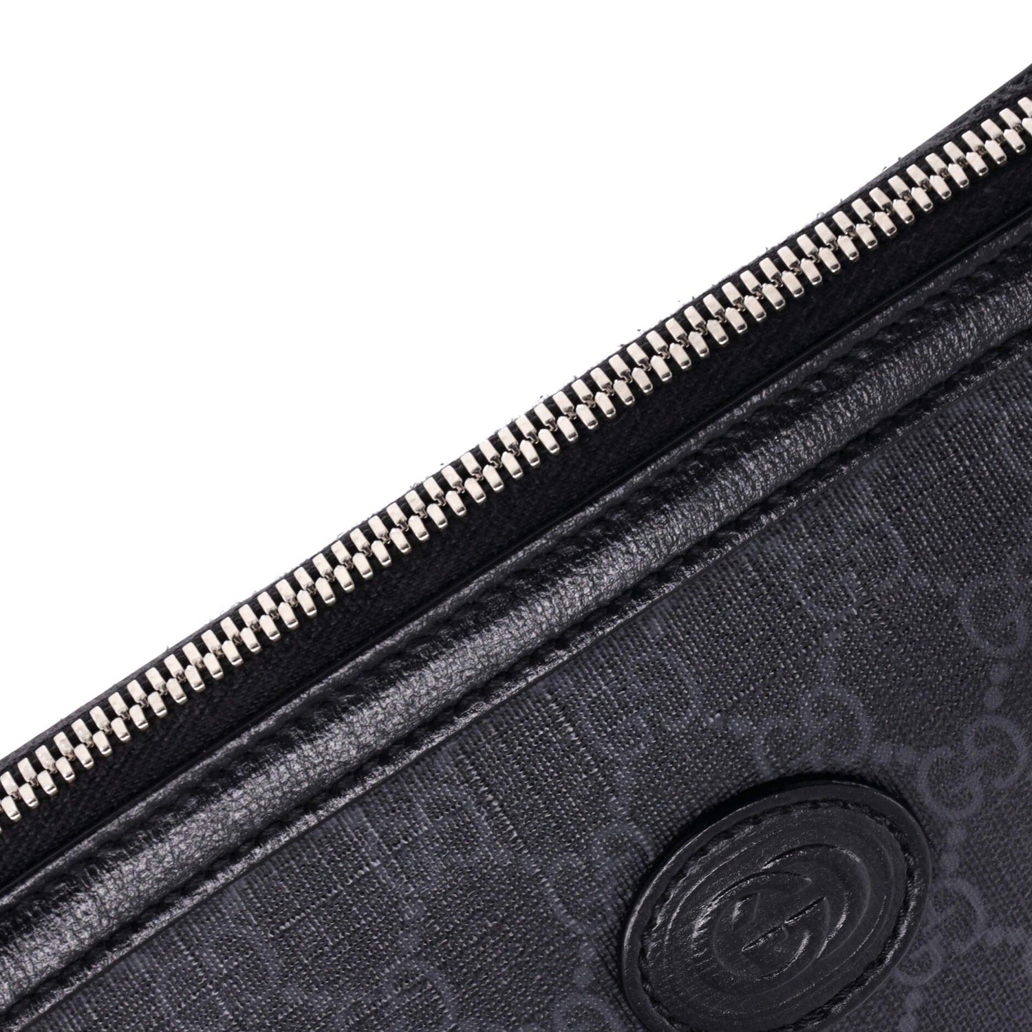 Gucci Interlocking G Patch Wristlet Messenger Bag Gg Coated Canvas Small