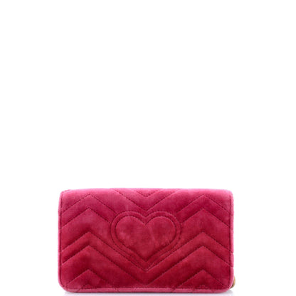Gucci GG Marmont Chain Flap Bag Embroidered Matelasse Velvet Mini