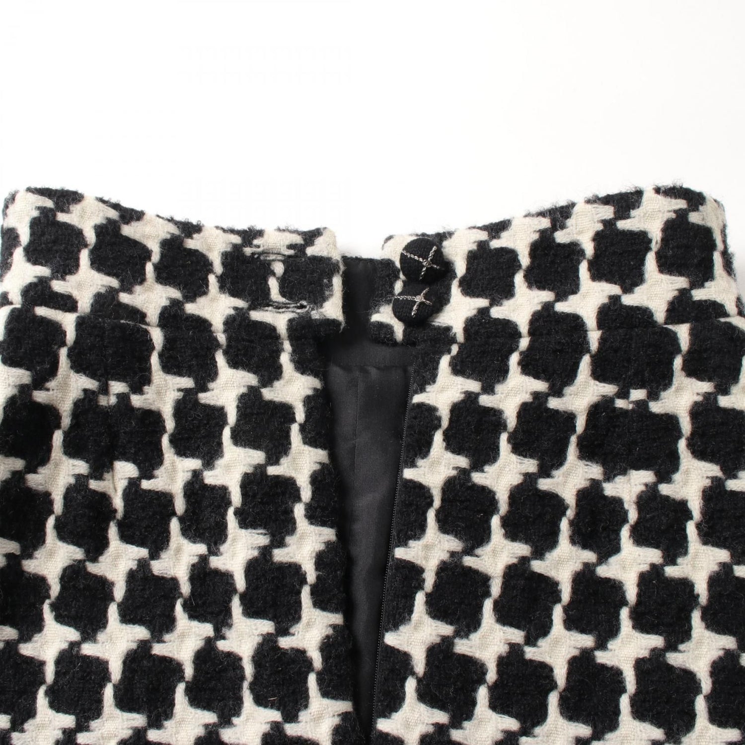 Chanel Black White Skirt Wool Nylon P 31691v 21813