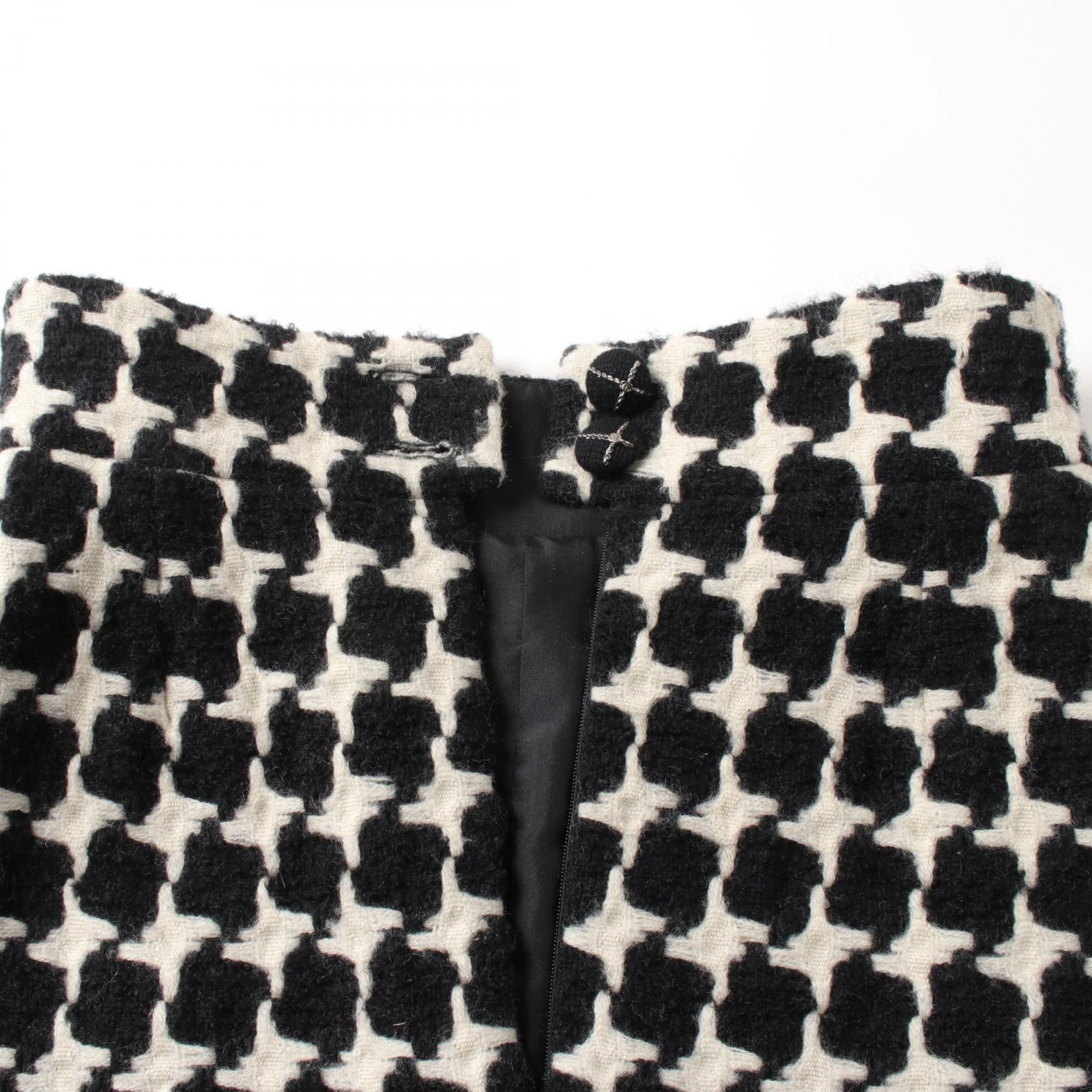 Chanel Black White Skirt Wool Nylon P 31691v 21813