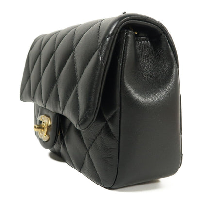 Chanel Black Sheepskin Leather Chain Shoulder Bag With Gold Buckle Black Shoulder Bag Lambskin (