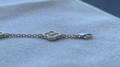Van Cleef &amp; Arpels Sweet Alhambra Diamond Pave 6 Motifs White Gold Bracelet