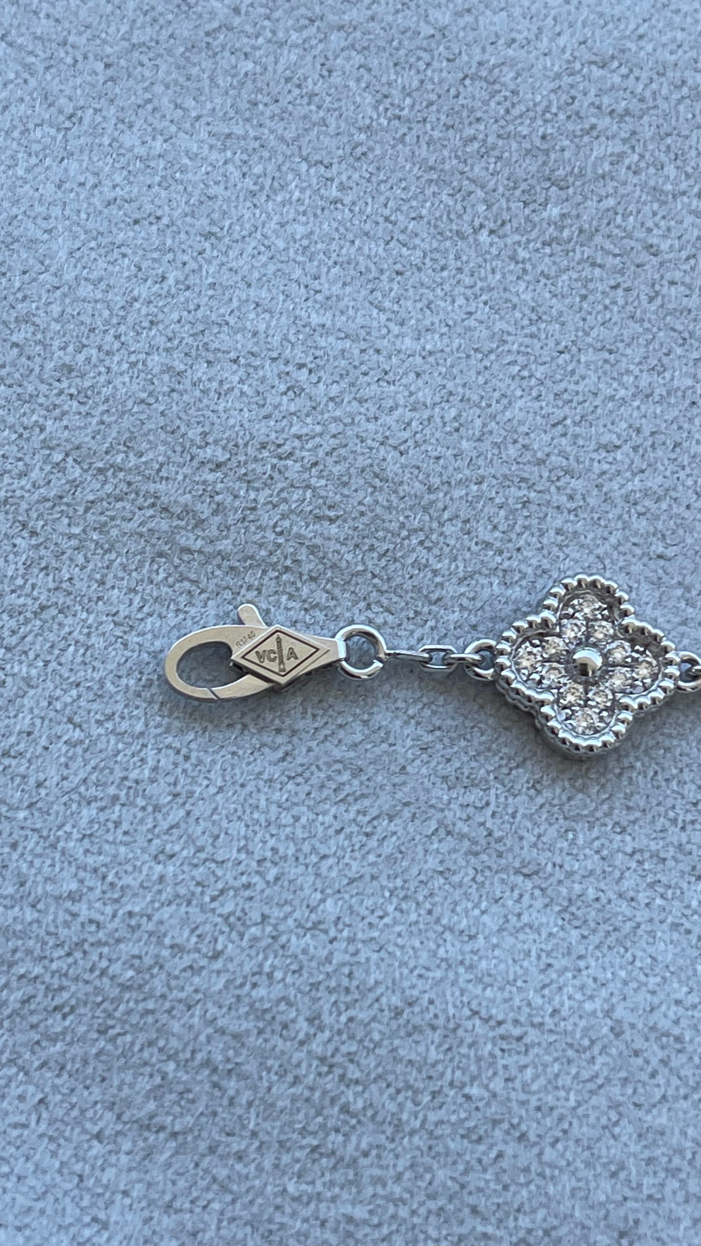 Van Cleef &amp; Arpels Sweet Alhambra Diamond Pave 6 Motifs White Gold Bracelet