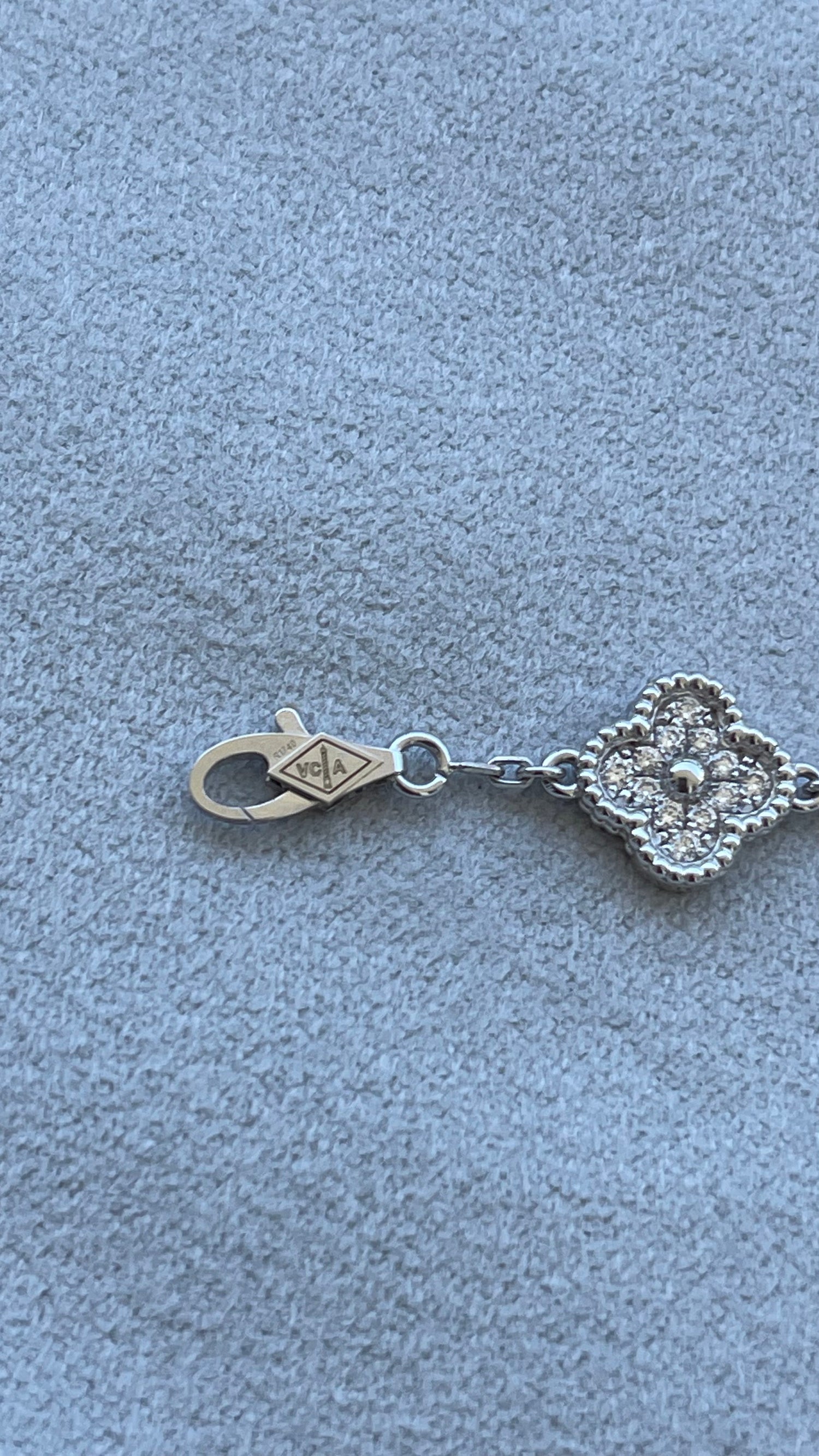 Van Cleef &amp; Arpels Sweet Alhambra Diamond Pave 6 Motifs White Gold Bracelet
