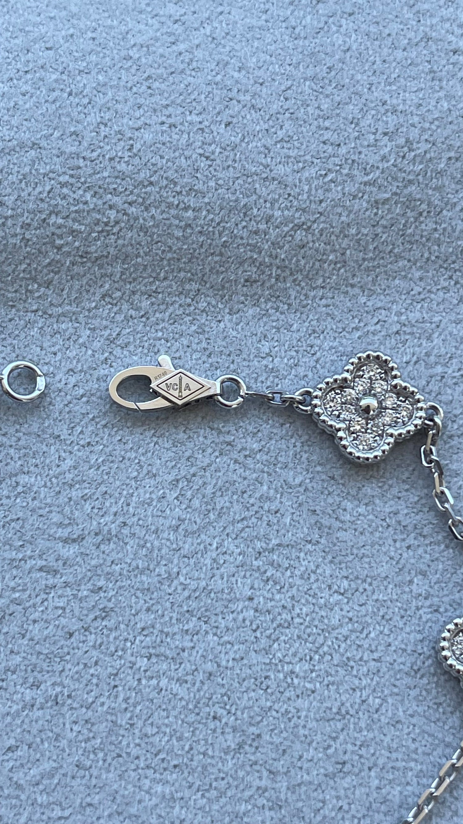 Van Cleef &amp; Arpels Sweet Alhambra Diamond Pave 6 Motifs White Gold Bracelet