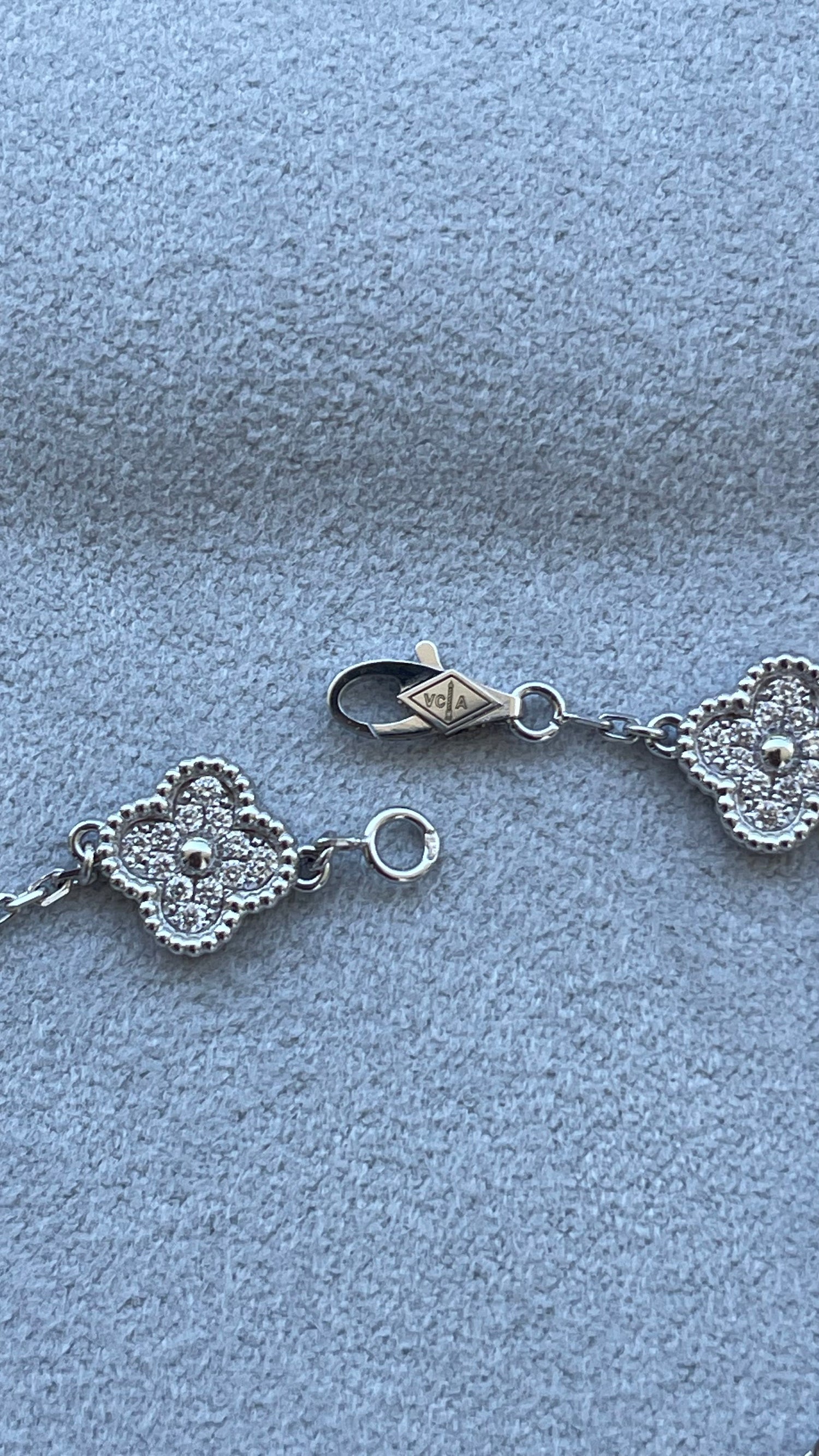 Van Cleef &amp; Arpels Sweet Alhambra Diamond Pave 6 Motifs White Gold Bracelet