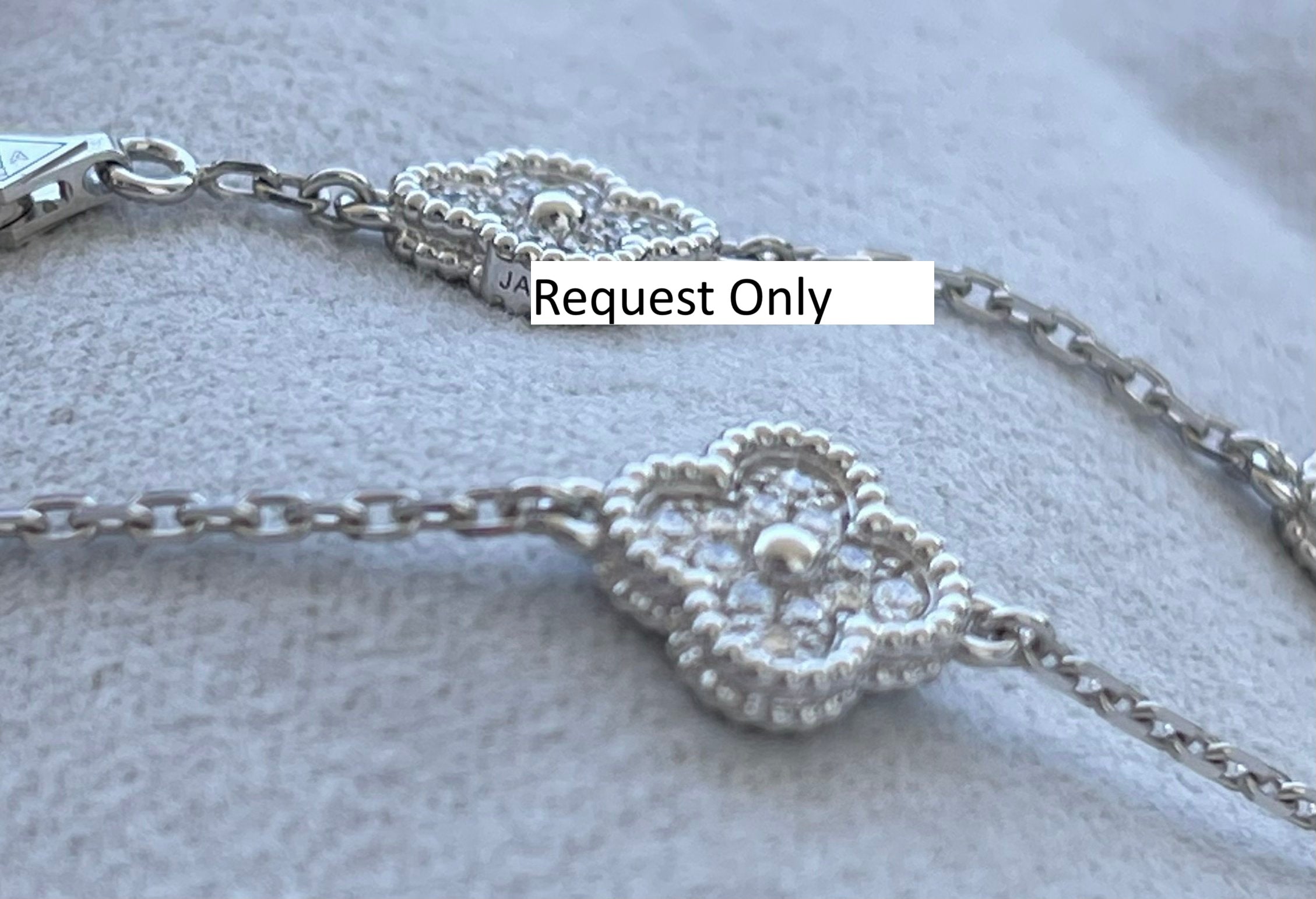 Van Cleef &amp; Arpels Sweet Alhambra Diamond Pave 6 Motifs White Gold Bracelet