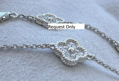 Van Cleef &amp; Arpels Sweet Alhambra Diamond Pave 6 Motifs White Gold Bracelet