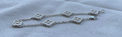 Van Cleef &amp; Arpels Sweet Alhambra Diamond Pave 6 Motifs White Gold Bracelet