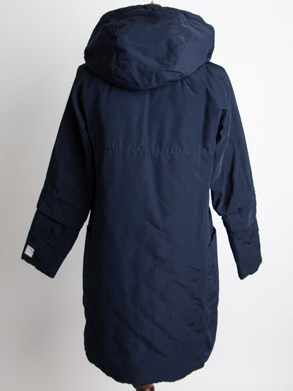 Good Max Mara Navy Blue Hooded Coat Size M Polyester Warm Padded