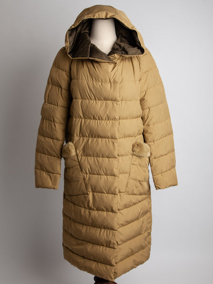 Good Pregio White Polyester Long Puffer Coat with Hood XXS