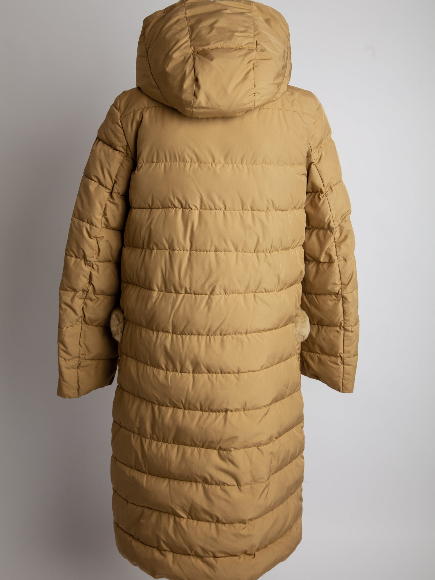 Good Pregio White Polyester Long Puffer Coat with Hood XXS