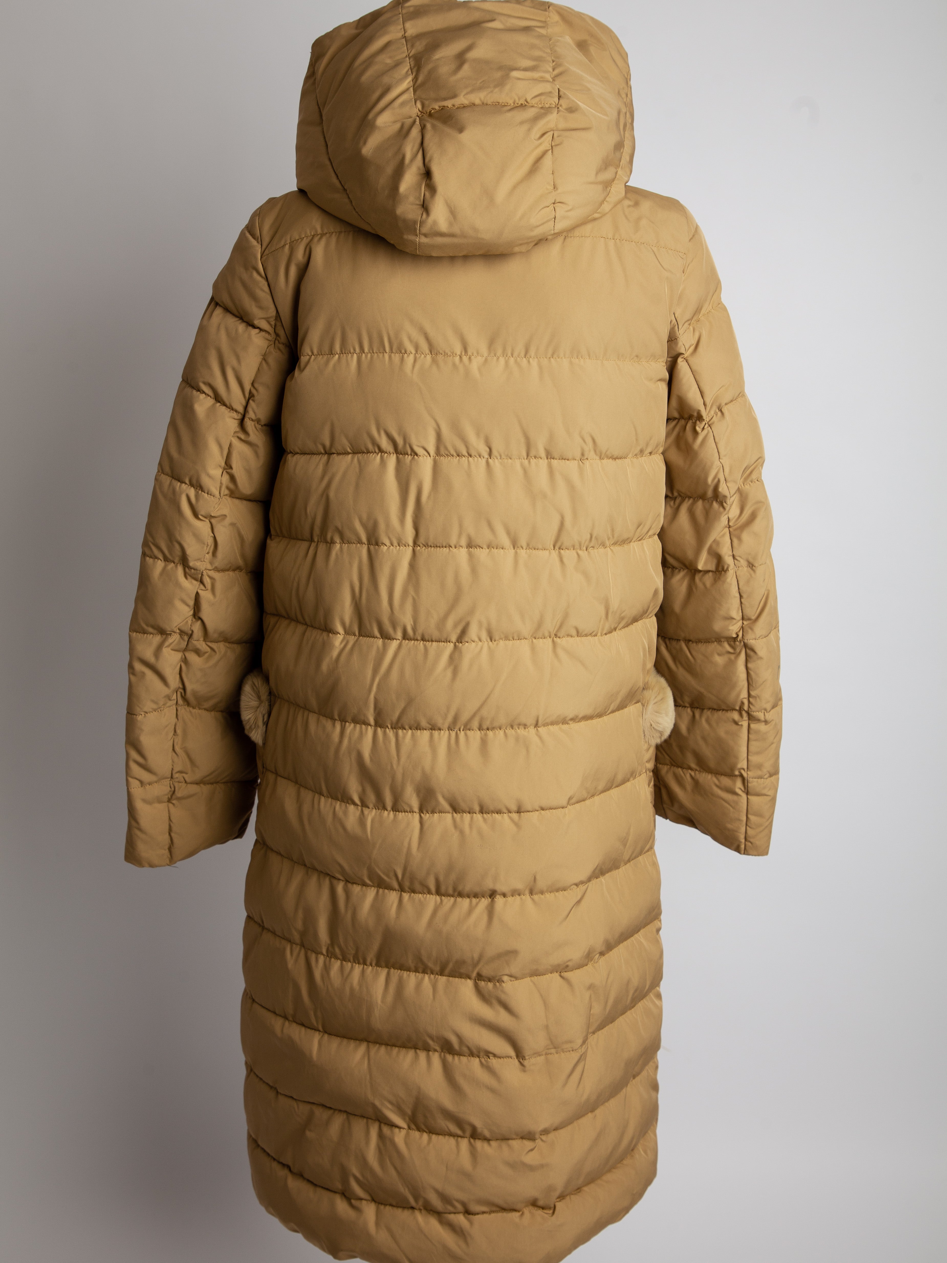 Good Pregio White Polyester Long Puffer Coat with Hood XXS