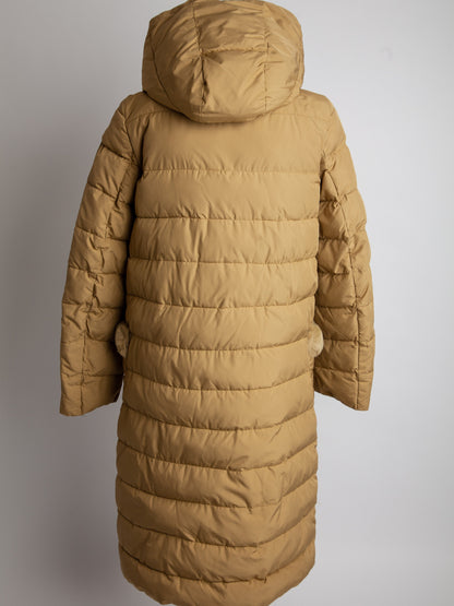 Good Pregio White Polyester Long Puffer Coat with Hood XXS