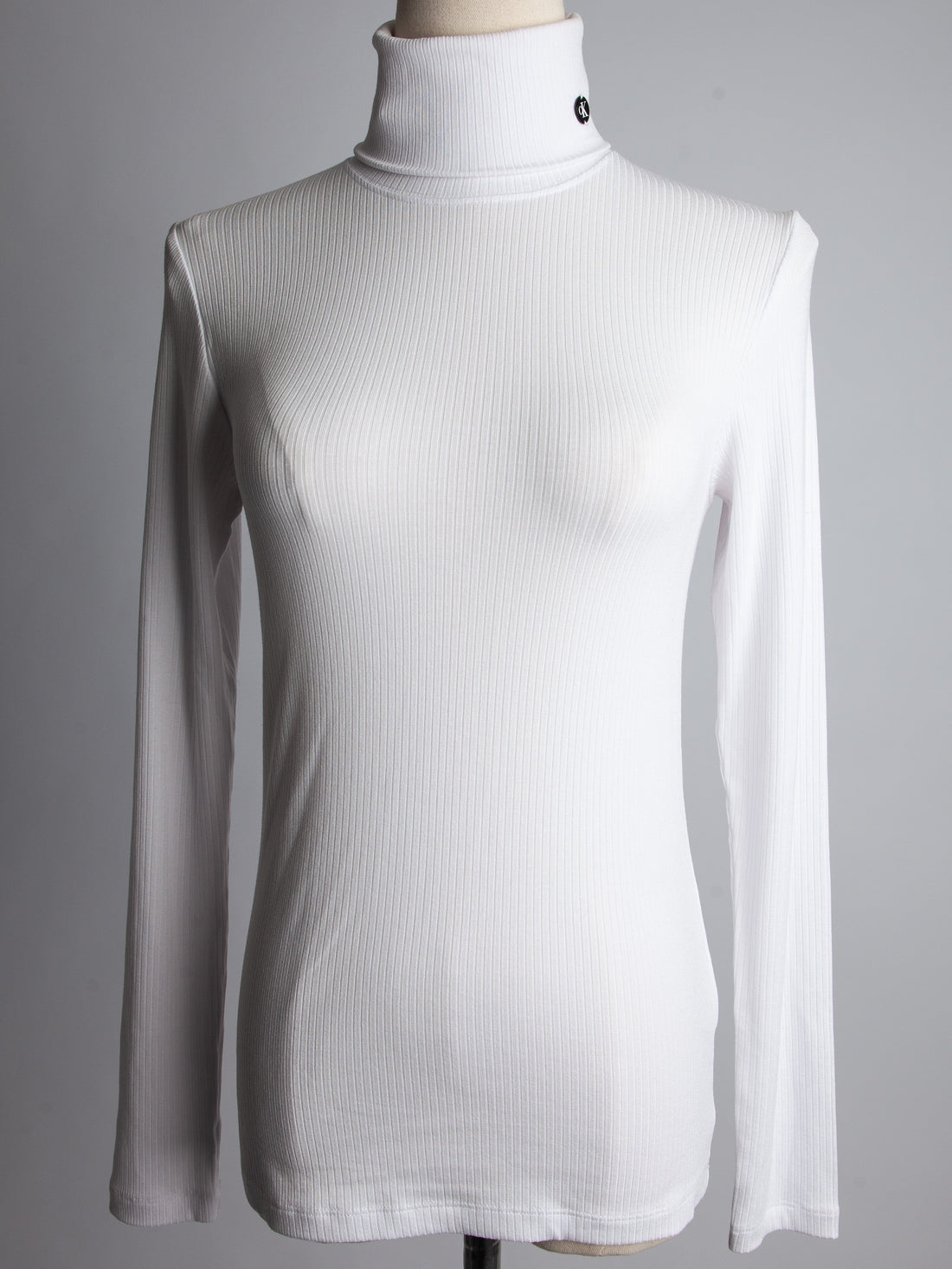 Good Calvin Klein White Ribbed Turtleneck Top Size S Women