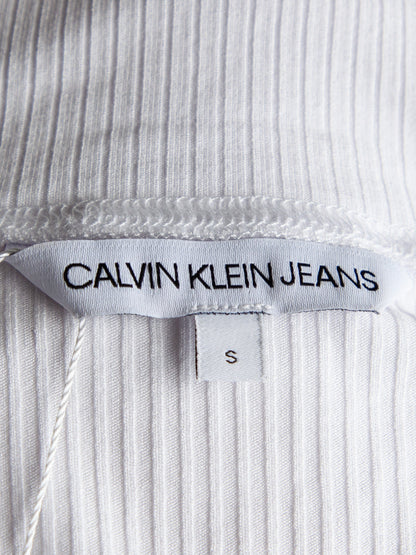 Good Calvin Klein White Ribbed Turtleneck Top Size S Women