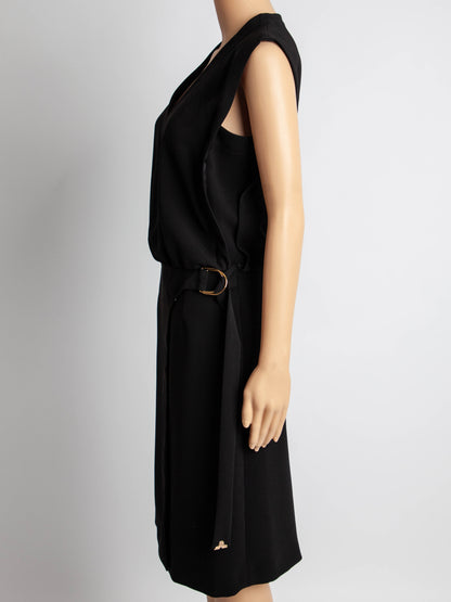 Good Louis Vuitton Black Sleeveless Dress XS Triacetate V-Neck