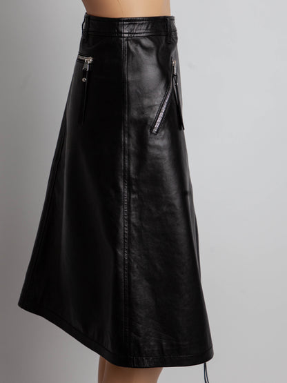 Good Red Valentino Black Viscose Skirt Size M with Zippers