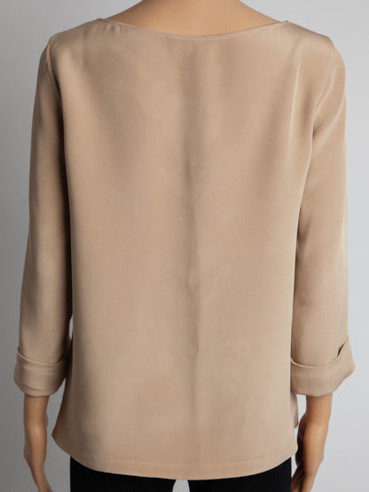 Good Condition Loro Piana White Silk Blouse Size S