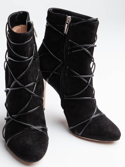 Excellent Gianvito Rossi Black Leather High-Heeled Ankle Boots Size 37