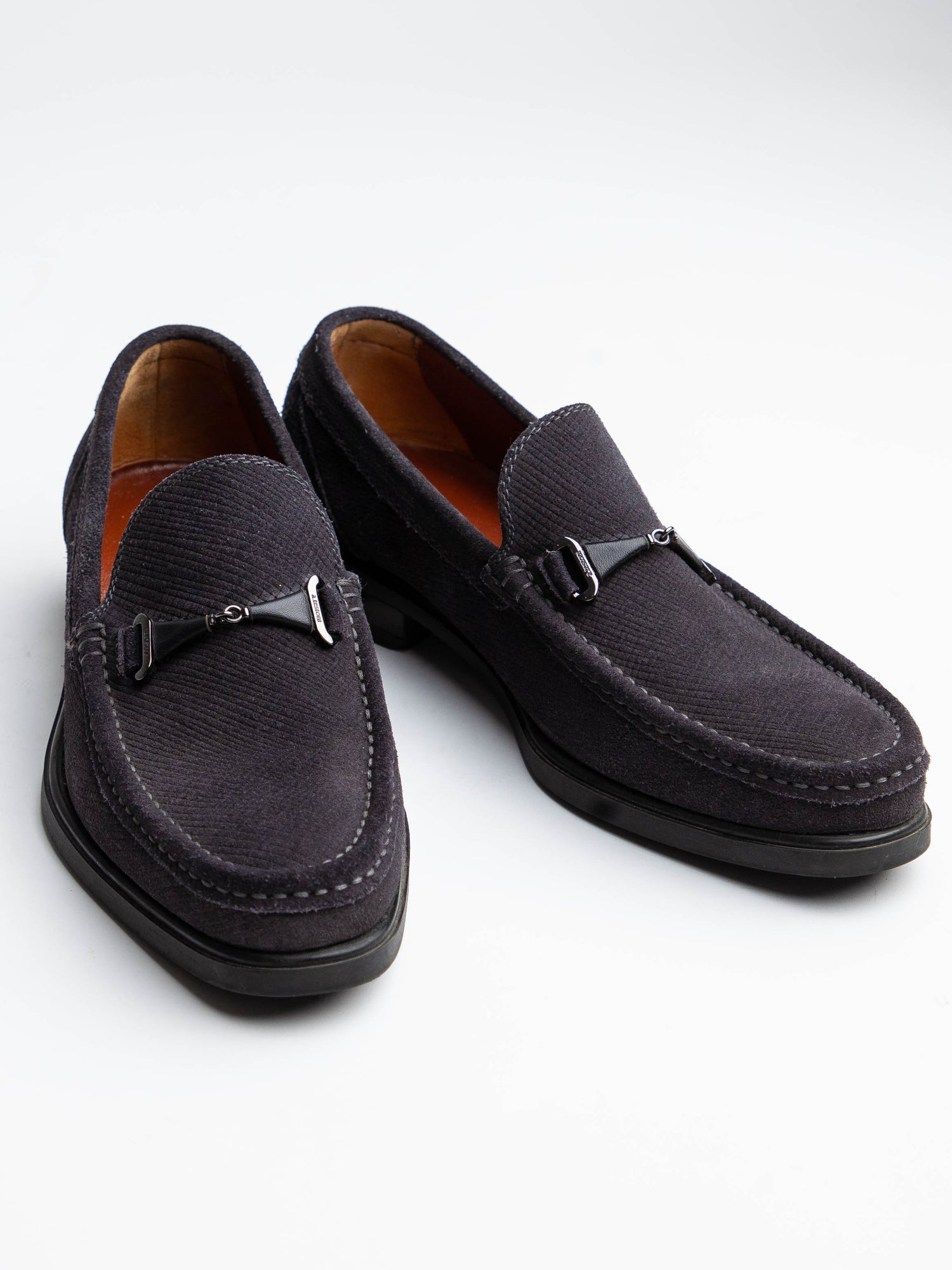 Excellent A.Testoni Blue Fabric Loafers Size 38.5 for Men