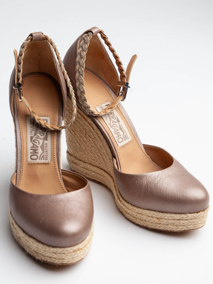 Good Salvatore Ferragamo Gray Wedge-heeled Shoes Size 37.5