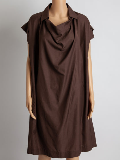 Good Trussardi Orange Cotton Dress Size M with Draped Neckline