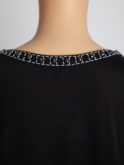 Good Max Mara Black Silk Dress Size S with Decorative Patterns