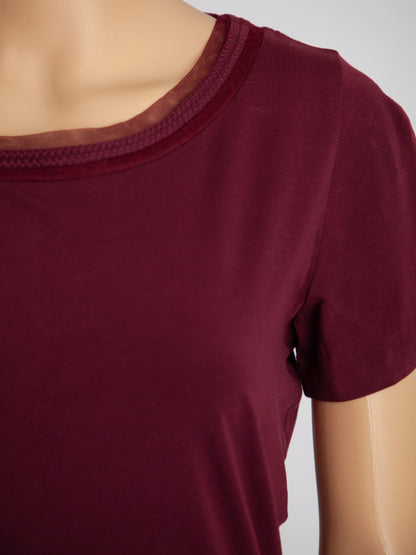 Hugo Boss Burgundy Cotton T-Shirt Short Sleeve Size M Women