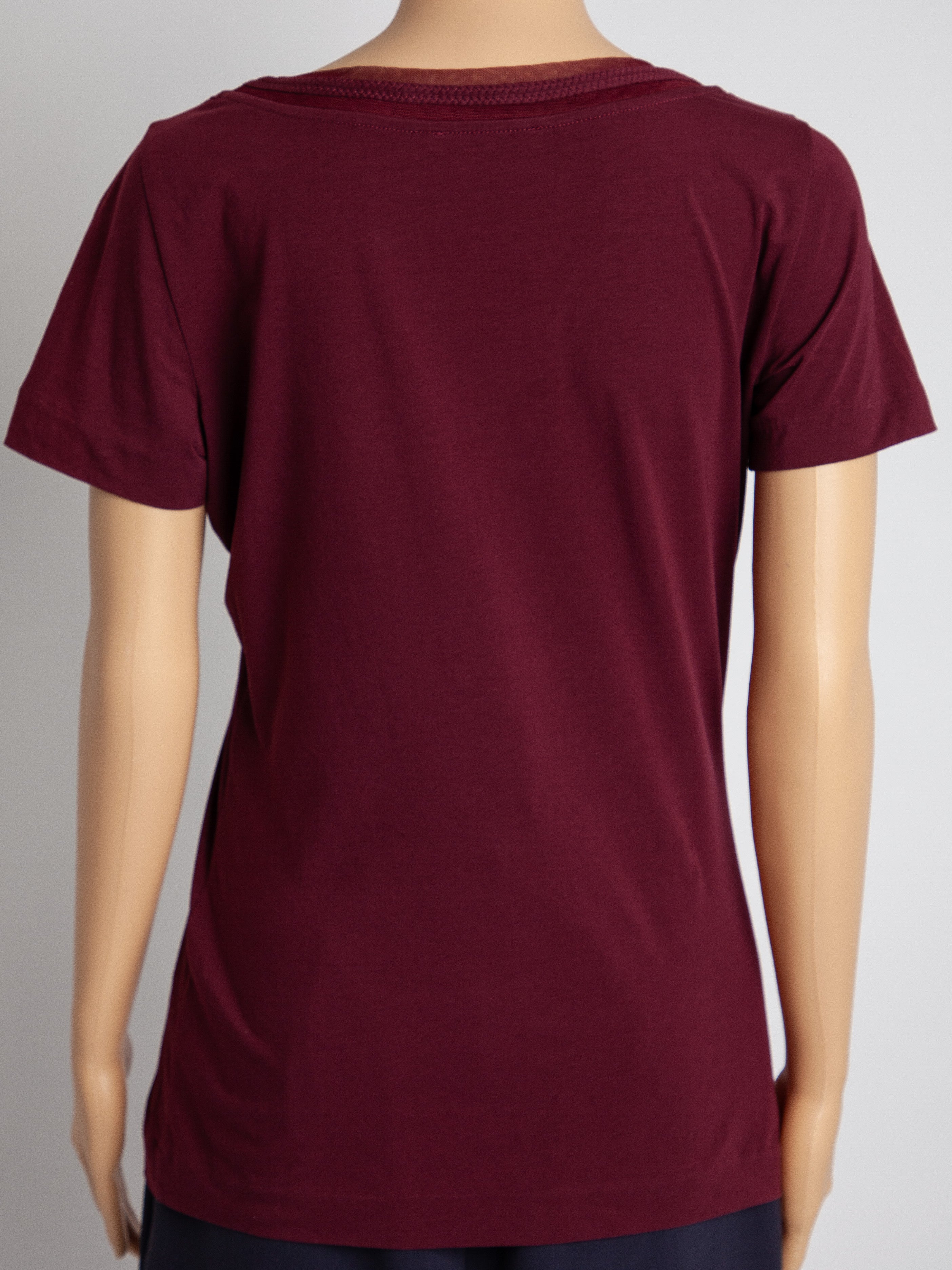 Hugo Boss Burgundy Cotton T-Shirt Short Sleeve Size M Women