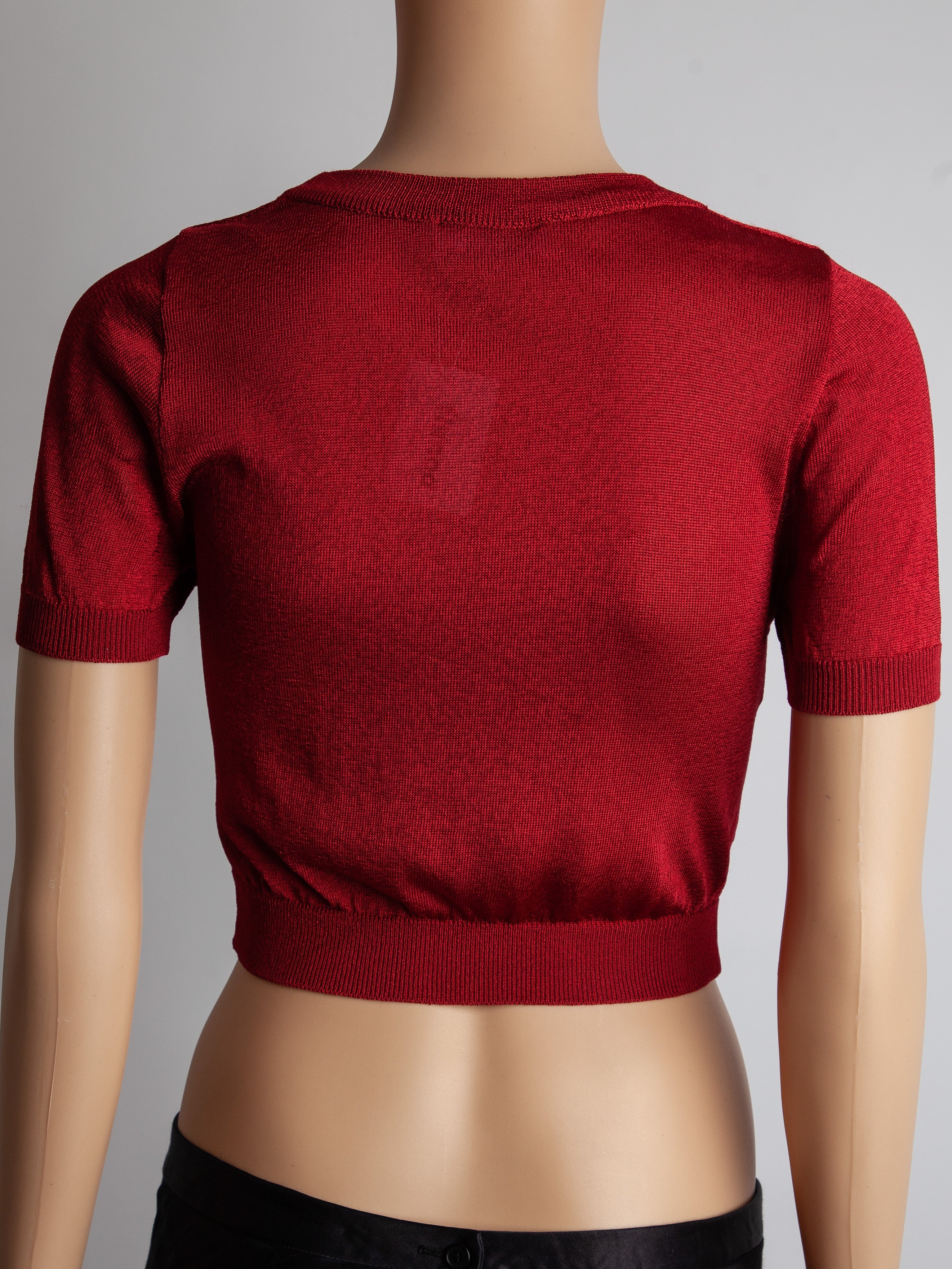 Good Moschino Red Short-Sleeved Cropped Cardigan Size XXS