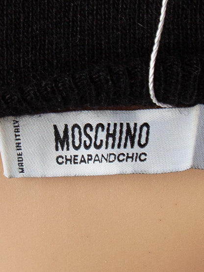Good Moschino Black Dress M Polyester Knitted Top with Dotted Skirt